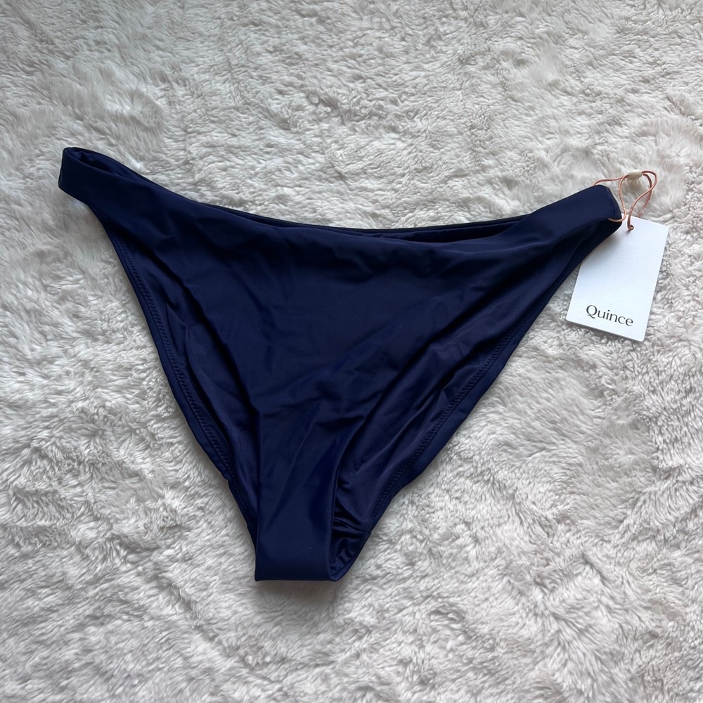 Quince Womens Navy Blue Recycled Polyamide Bikini Swim Bottoms Size M ATG001